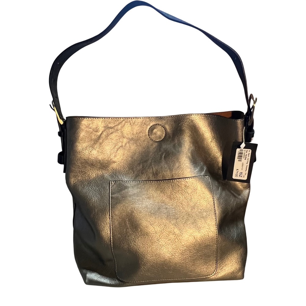 Joy Susan Hobo Bag Metallic Bronze Gold Vegan Leather Buckle Strap NWT